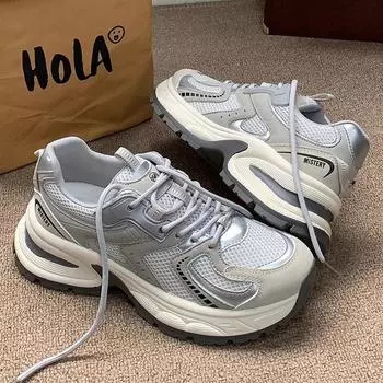 Daddy shoes girl 2025 new spring and summer platform fashion popular versatile Internet celebrity explosion running casual sports shoes tide 35 синий