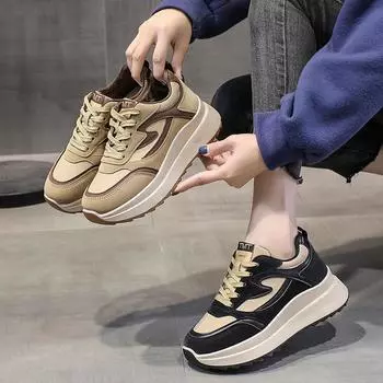 Daddy Shoes Girl 2025 Весна и осень Новая корейская версия Модные повседневные дышащие кроссовки Forrest Gump Student Sports Running Shoes для женщин 35 чёрный