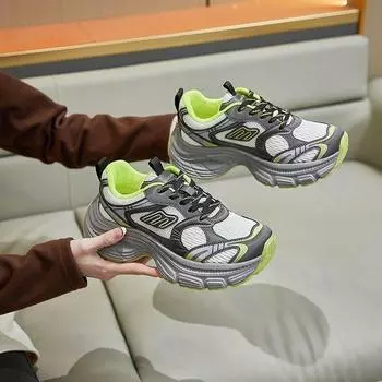 Daddy Shoes Ladies 2024 New Autumn Explosive Толстая подошва Легкая серебристая спортивная беговая универсальная повседневная обувь для альпинизма 35 белый