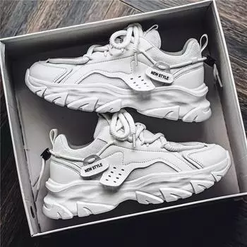 Daddy shoes men s 2025 spring and summer new breathable running sports shoes Korean version trendy student shoes men s casual shoes 39 чёрный