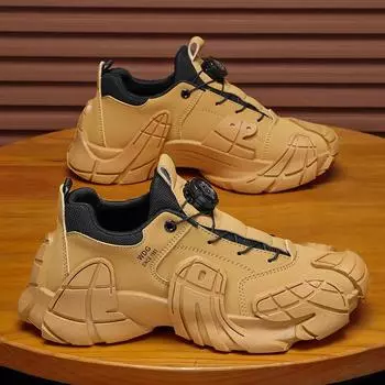 Daddy shoes men s 2025 spring rotating button sports running heightening mecha daddy shoes sneakers 39