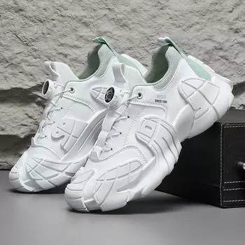 Daddy shoes men s 2025 spring rotating button sports running heightening mecha daddy shoes sneakers 39