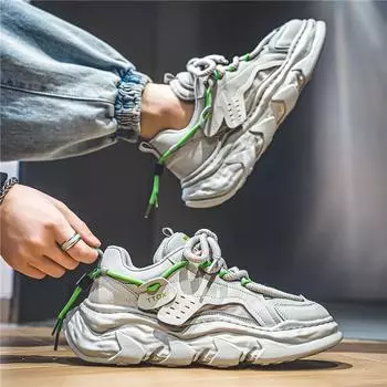 Daddy shoes men s new heightening casual sports shoes trendy men s fashion versatile men s muffin shoes mesh Internet celebrity shoes 39 хаки