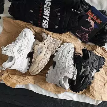 Daddy Shoes Мужская модная обувь Летняя толстая подошва Увеличенная корейская версия со светящейся мужской спортивной обувью 41 серый