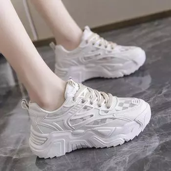 Daddy Shoes Женская смешанная партия Весна Новые Маффин резиновые мягкие подошвы однотонные женские базовые кроссовки женские 35