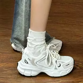 Daddy shoes women s 2025 new summer thin women s shoes versatile platform popular white shoes casual sports shoes 35 белый