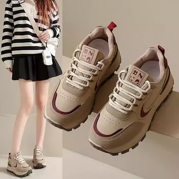 Daddy shoes women s 2025 spring new Korean version breathable student sports shoes women s platform casual ins Forrest Gump shoes tide 35 чёрный