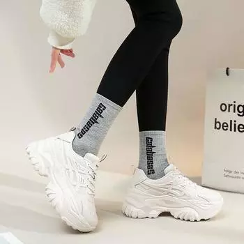 Daddy shoes women s ins tide 2025 autumn new women s shoes Korean version of versatile platform sports casual white shoes 35 белый