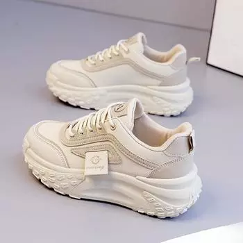 Daddy Shoes Женская новая осенняя женская обувь Увеличивающая высоту Универсальные кроссовки на небольшой платформе Женские 35 чёрный