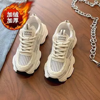 Daddy shoes women s winter cotton high value versatile retro breathable height increase sports and leisure women s tide 35