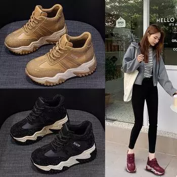 Daddy Shoes Женская зимняя толстая подошва для отдыха и спорта Forrest Gump Shoes 33 чёрный