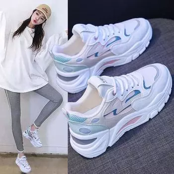 Daddy Shoes Женская смешанная партия весной и осенью Новая дышащая легкая спортивная женская обувь с мягкой подошвой в стиле преппи 35