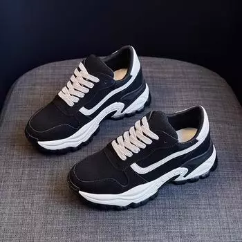 Daddy Shoes Женская весенняя новая обувь на толстой подошве, увеличенная высота и тонкая спортивная универсальная женская обувь 35