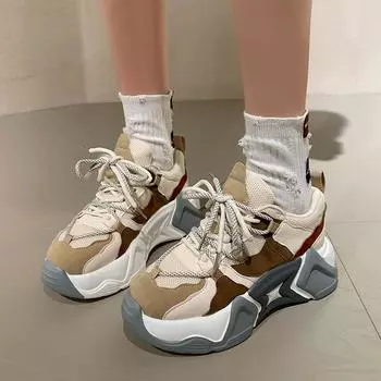 Daddy Shoes женские 2024 весна и осень новые толстые подошвы усиленные универсальные беговые белые кроссовки женская повседневная обувь 35