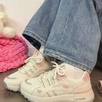 Daddy shoes женские ins tide 2024 осень новые дышащие кроссовки на толстой подошве корейская версия супер пожарной повседневной спортивной обуви 35 розовый
