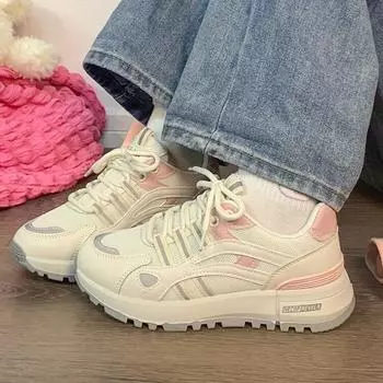Daddy shoes женские ins tide 2024 осень новые дышащие кроссовки на толстой подошве корейская версия супер пожарной повседневной спортивной обуви 35 розовый