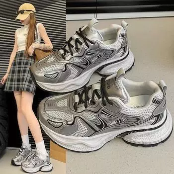 Daddy Shoes Женские Ins Tide Fall Толстая подошва Увеличивающие кроссовки Muffin Shoes для спорта и отдыха 35 красный