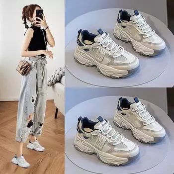 Daddy Shoes, женские весенние новые легкие универсальные повседневные сетчатые кроссовки на толстой подошве 35