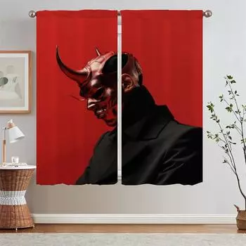 Шторы для кухни Daemon для камеры, шторы для спальни, затемняющие шторы для гостиной, 2 элегантных предмета, для дома и декора, завитки W50xH70cmx2pcs-CL