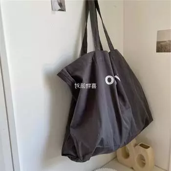 Даешь золу из высококачественного цемента! Ленивый большой емкости ins ветер блоггер с буквенным принтом сумка для покупок сумка женщина серый