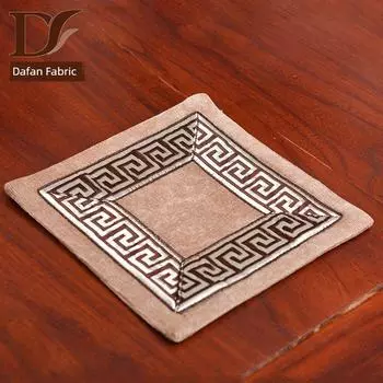 Dafan Fabric European American Style Dining Table Cushion Chinese Style Tea Towel Tea Table Mat Cup Mat Tea Ceremony Bowl Mat Dish Mat Heat Proof Mat CAMEL 15*15cm one piece