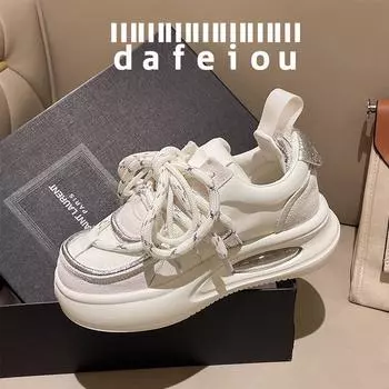 Dafeiou женские весенние 2024 легкие белые туфли Dad из натуральной кожи с толстой подошвой 40