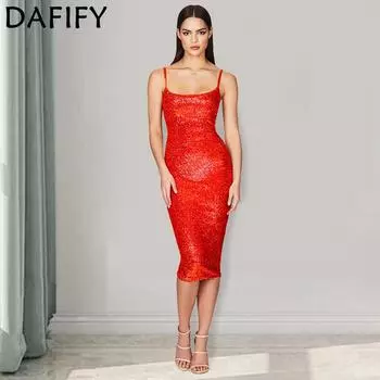 DAFIFY женская мода лето весна однотонный принт без рукавов подтяжки с высокой талией коктейльные и вечерние платья S чёрный