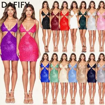 DAFIFY женская мода лето весна однотонный принт без рукавов подтяжки с высокой талией коктейльные и вечерние платья S чёрный