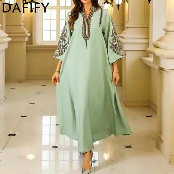 DAFIFY женская мода лето весна с длинным рукавом свободная талия v-образным вырезом коктейльные и вечерние платья M светло-зеленый