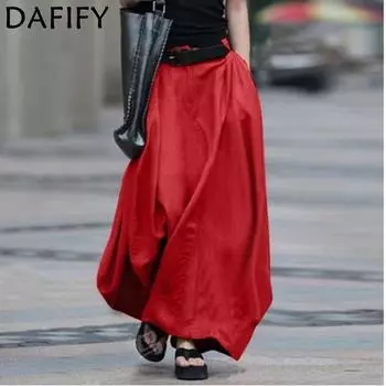 DAFIFY Женская мода на лето и весну, повседневные однотонные юбки с принтом