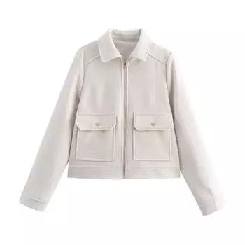 DAFIFY Женская мода повседневная однотонная принтованная куртка с длинным рукавом и воротником-поло на осень-зиму S