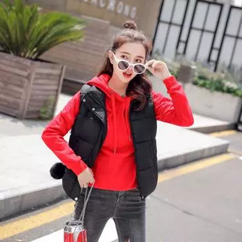 DAFIFY Женская мода повседневная осень-зима однотонные принты без рукавов куртки и пальто пуховики S