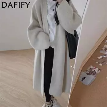 DAFIFY Женская мода повседневная осень-зима однотонные принты с длинным рукавом свитера One Size