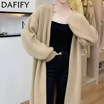 DAFIFY Женская мода повседневная осень-зима однотонные принты с длинным рукавом свитера Size: One Size хаки