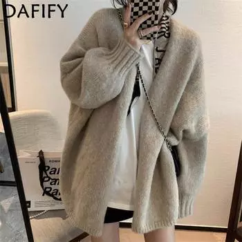 DAFIFY Женская мода повседневная осень-зима однотонные принты с длинным рукавом свитера Size: One Size