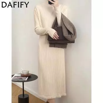 DAFIFY Женская мода повседневная осень-зима однотонный принт длинный рукав полуводолазка свитера One Size