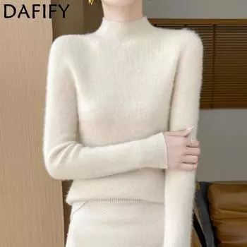 DAFIFY Женская мода повседневная осень-зима однотонный принт длинный рукав полуводолазка свитера S