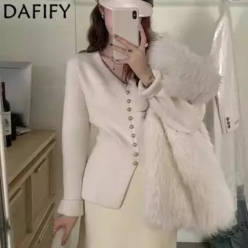 DAFIFY Женская мода повседневная осень-зима однотонный принт длинный рукав V-образный вырез свитера Size: One Size розовый