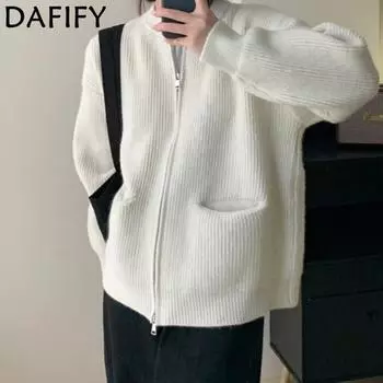 DAFIFY Женская мода повседневная осень-зима однотонный принт длинный рукав О-образный вырез свитера One Size