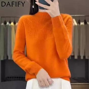 DAFIFY Женская мода повседневная осень-зима однотонный принт длинный рукав полуводолазка свитера S