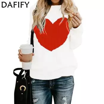 DAFIFY Женская мода повседневная осень-зима с принтом любовных букв, с длинным рукавом и круглым вырезом S белый