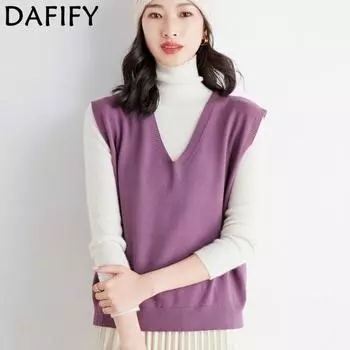 DAFIFY Женская мода повседневная весна осень однотонные принтованные без рукавов блузки и рубашки с V-образным вырезом M фиолетовый