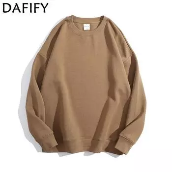 DAFIFY Женская мода, повседневные однотонные пуловеры с круглым вырезом и длинными рукавами, осень-зима с однотонным принтом S хаки