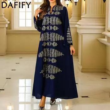 DAFIFY Женская мода весна-осень длинные рукава свободная талия коктейльные и вечерние платья M синий