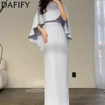 DAFIFY Женская мода весна-осень однотонный принт длинный рукав О-образный вырез средняя талия повседневные платья S