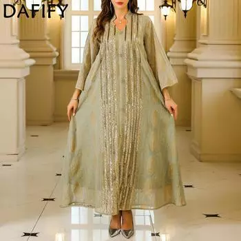 DAFIFY Женские модные коктейльные и вечерние платья со свободной талией и длинным рукавом с V-образным вырезом M светло-зеленый