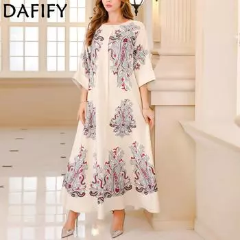 DAFIFY Женские модные коктейльные и вечерние платья с длинным рукавом и круглым вырезом со свободной талией M зелёный