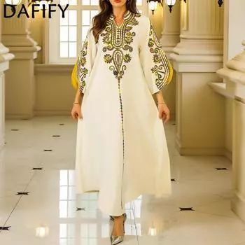 DAFIFY Женские модные коктейльные и вечерние платья со свободной талией и длинным рукавом с V-образным вырезом M светло-зеленый