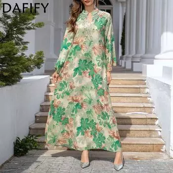 DAFIFY Женские модные летние и весенние коктейльные и вечерние платья с длинными рукавами M зелёный