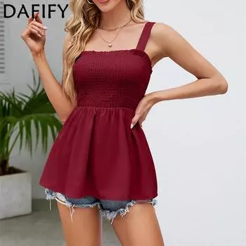 DAFIFY Женские модные летние и весенние однотонные повседневные платья без рукавов с принтом S